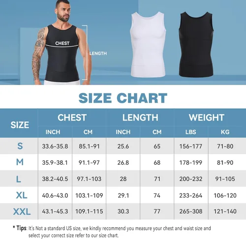 Vista 5 de Body Shaper, chaleco de compresión para adelgazar, control de abdomen, para ocultar el pecho, ginecomastia