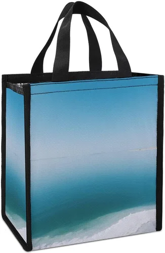Vista 7 de Dead Sea Salt Flats Grocery Bag,Insulated And Cooler, Tote Bag,Collapsible And Reusable, Lunch Bag for Groceries Work Party Travel Picnic 10.6" H X