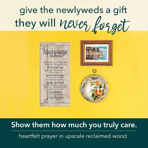 Vista 6 de Placa de madera con cita inspiradora en texto en inglés "Marriage Prayer" "Lord, help us to remember when we first met" - Elegante cuadro vertical