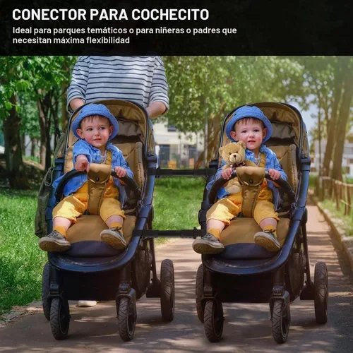 Vista 6 de Conector de cochecito lado a lado, 3 conectores de cochecito gemelos para bebé, universal, individual a doble, se adapta al cochecito paraguas negro