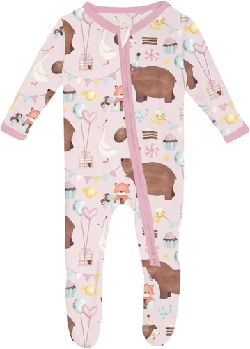 Vista 39 de KicKee Baby & Toddler - Pijama de viscosa ultrasuave de bambú con patas abatibles y puños