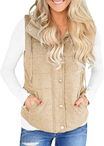Vista 11 de Valphsio Women Casual Quilted Puffer Vest Lightweight Jacket with Pockets Negro