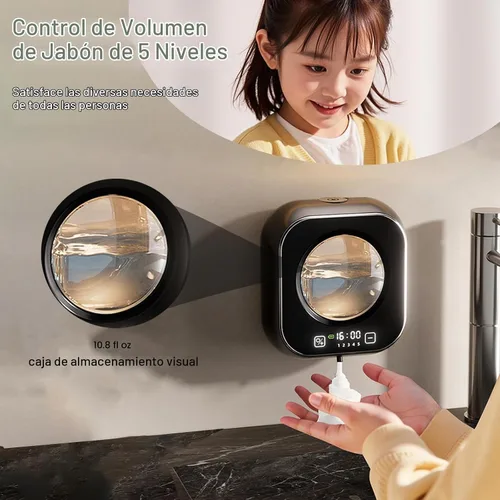 Vista 5 de Dispensador automático de jabón sin contacto, dispensador de jabón de espuma de 5 niveles visuales, tanque de almacenamiento de líquido de 11.3