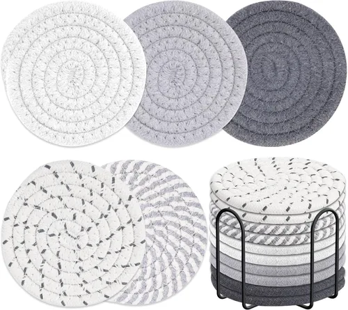 Vista 9 de Billbotk Juego de 10 posavasos bohemios para bebidas, juego de posavasos absorbentes para decoración del hogar, decoraciones de otoño para el hogar