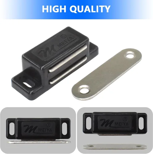 Vista 3 de Paquete de 12 cierres magnéticos de plástico para puerta con tornillos para cocina, baño, armario, armario, armario, puerta, cajón, 15 libras (negro)