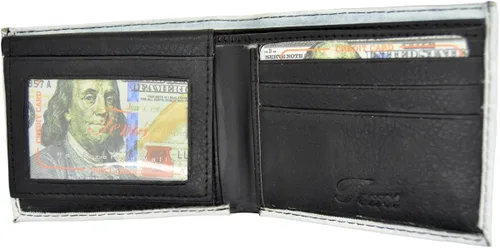 Vista 2 de Tems Billetera de piel sintética hecha a mano con diseño de billete de cien dólares