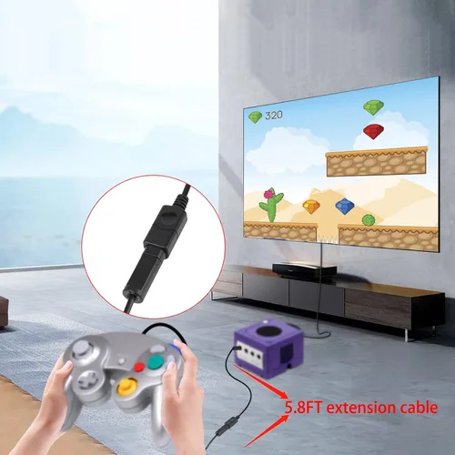 Vista 6 de JoFong Wii NGC - Cable de extensión de controlador para WiiGamecube Plug and Play con cable de control de videojuegos cable de extensión de Gamepad