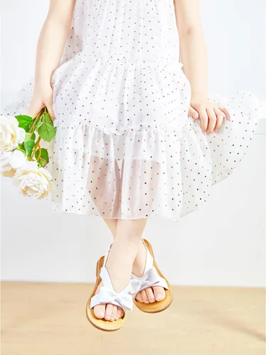 Vista 3 de Felix Flora Sandalias para niña pequeña - Zapatos de vestir para niña con punta abierta zapatos planos de verano para niños pequeños