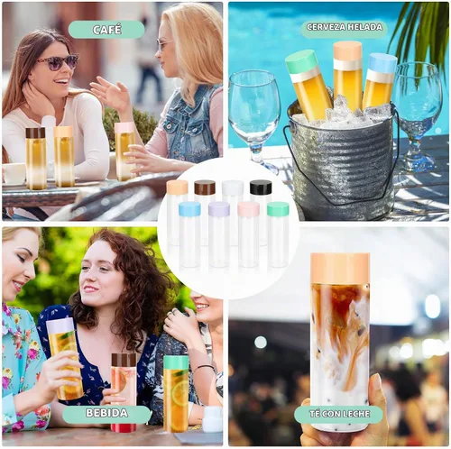 Vista 7 de 16 botellas sensoriales con tapas, botellas de agua de plástico transparente a prueba de fugas de 13.5 onzas, reutilizables, vacías