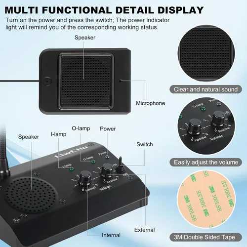 Vista 5 de Intercomunicador de ventana de doble vía, sistema de altavoces de ventana, micrófono de intercomunicación antiinterferencia. Para negocios, banco