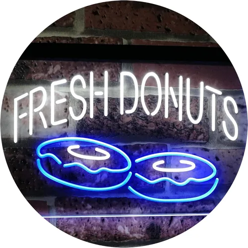 Vista 18 de ADVPRO Fresh Donuts - Letrero de neón LED de doble color, color azul y rojo, 12 x 8.5 pulgadas, st6s32-i2072-br