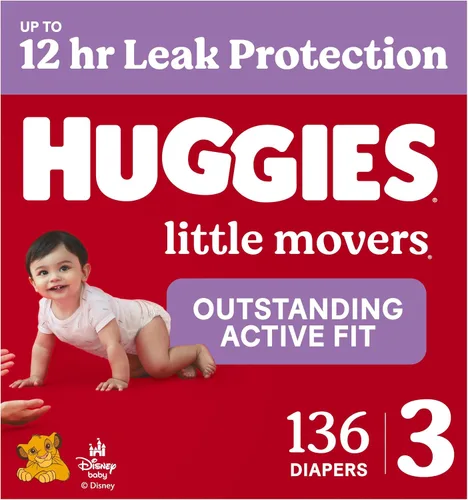 Vista 11 de Pañales Huggies tamaño 3, Little Movers para bebés, talla 3 (16-28 libras), 25 unidades, el empaque puede variar