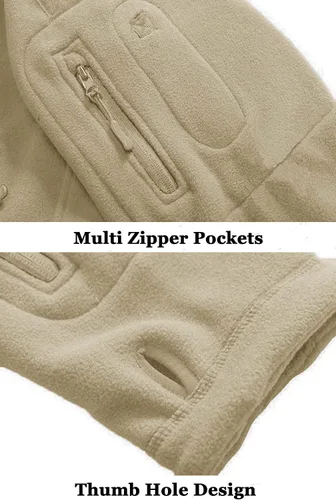Vista 7 de BIYLACLESEN Chaquetas tácticas de forro polar Softshell para hombre con cremallera completa
