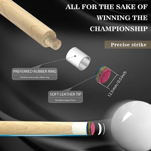 Vista 4 de HomeSeason 58in Pool Cue Stick Canadian Maple Wood 13mm Tip - 18oz Perfect for Precision Play, Low Deflection Pool Cue for Enhanced Accuracy