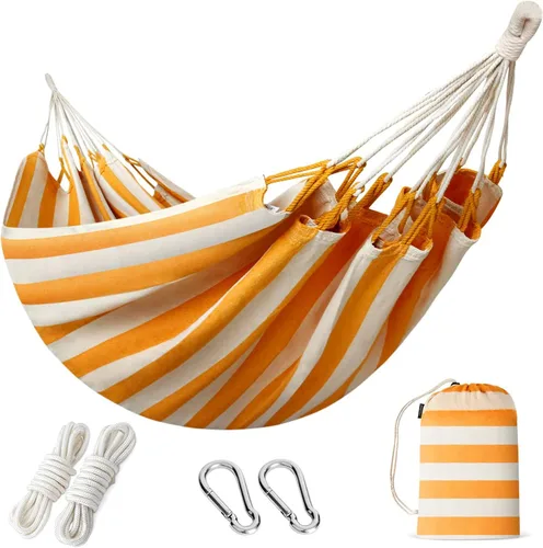 Vista 12 de Hamaca brasileña con correas para árboles, hamacas de lona, hamaca portátil con bolsa de transporte para patio trasero, porche, uso en exteriores e