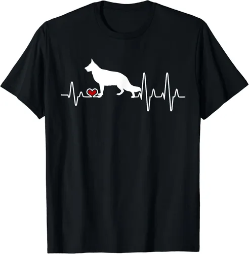 Vista 2 de Camiseta de pulso de corazón de perro pastor alemán, Negro, S