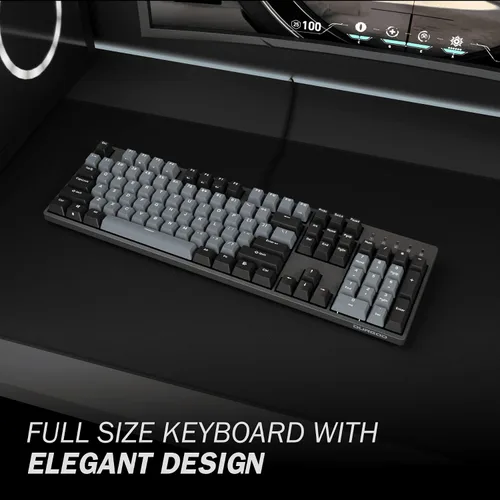 Vista 2 de DURGOD Teclado mecánico resistente con interruptores marrón Cherry MX N-Key Rollover 104 teclas teclas PBT interfaz tipo C para jugadores