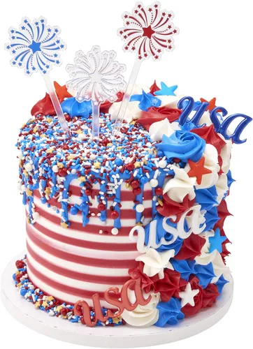 Vista 7 de DecoPac Firecracker Deluxe Fusion Mix, 26 onzas, Gránulos de fantasía patrióticos comestibles en recipiente de mano, Gránulos comestibles