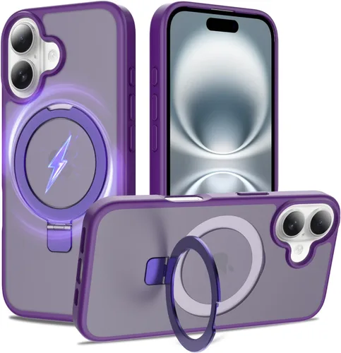 Vista 24 de Funda con soporte ultra magnético para iPhone 15 Pro [protección militar contra caídas] [compatible con MagSafe] a prueba de golpes, translúcida