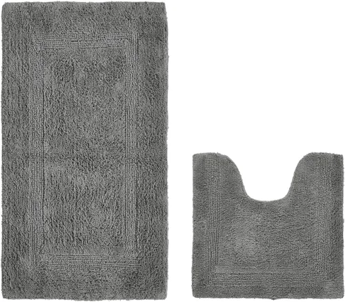 Vista 75 de Better Trends Alfombra de Inodoro en Forma de U Cubierta de Asiento de Inodoro de Lujo 100% Algodón Absorbente de Agua, Cubierta de Tapa Reversible