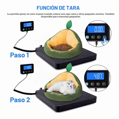 Vista 4 de Báscula de envío digital, 0.18 oz de alta precisión, 440 libras con funciones de sujeción y tara para paquetes/equipaje/hogar, superficie