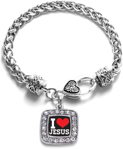 Vista 74 de Pulsera de dijes cuadrados de plata con joyería de circonita cúbica