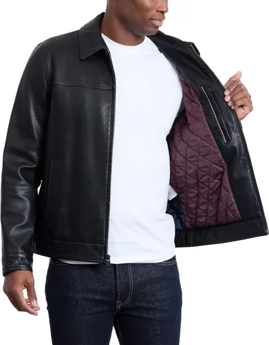 Vista 4 de Tommy Hilfiger Chaqueta clásica de piel sintética, para hombre Negro