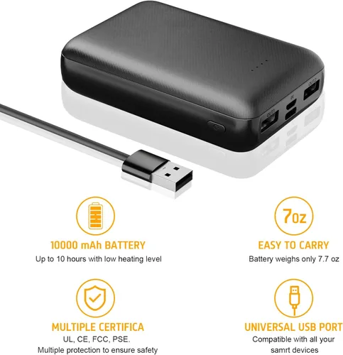 Vista 6 de Chaleco calefactable, batería externa de 10000 mAh para chaqueta calefactable, chaleco eléctrico, sudaderas con capucha para hombre y mujer