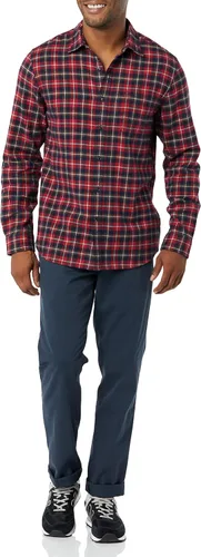 Vista 51 de Amazon Essentials Camisas de franela de manga larga para hombre, corte ajustado, a cuadros con botones
