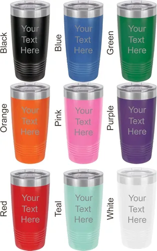 Vista 4 de Taza de café personalizable con texto personalizable y grabado láser de 20 onzas Azul