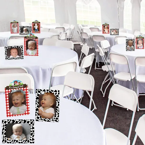 Vista 2 de Big Dot of Happiness Farm Animals - Portarretratos de 4 x 6 pulgadas, para baby shower o fiesta de cumpleaños, portarretratos de papel, juego de 12