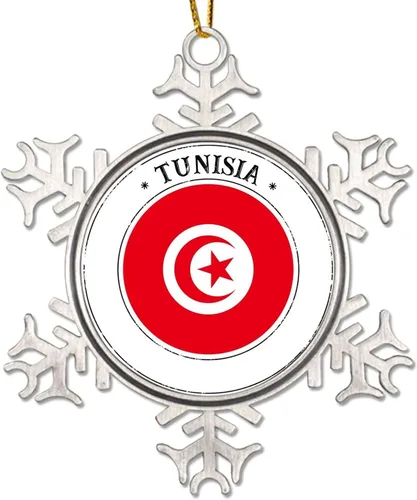 Vista 15 de Bandera de Argelia, adorno de Navidad para niños, bandera nacional, silueta de Argelia, decoración de Navidad, copo de nieve, adorno de metal