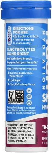 Vista 2 de Nuun Activo: Tabletas de bebida mejoradas con electrolitos Tri-Berry (6 paquetes de 10 tabletas)