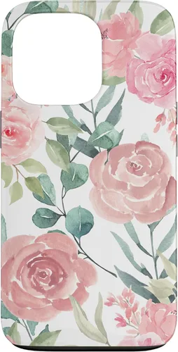 Vista 10 de iPhone 16 Pastel Pink Flower Print - Watercolor Floral Petals Blossom Case