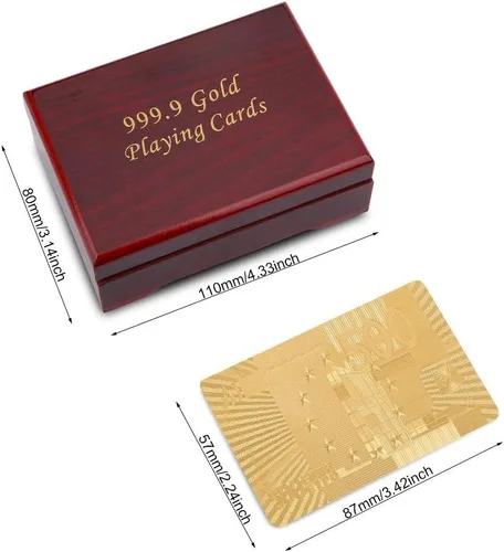 Vista 4 de VGEBY 1 cartas de póquer, lujo falso chapado en oro cartas de póquer con caja para juego de mesa (Euro)