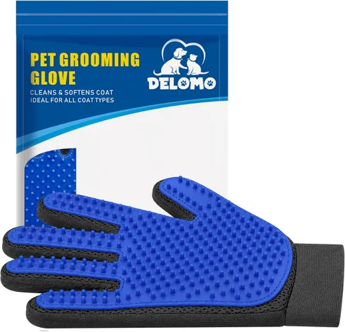 Vista 10 de Guante removedor de pelo para mascotas, cepillo suave para guantes de aseo de mascotas, guante de eliminación de pelos, guante de masaje con diseño