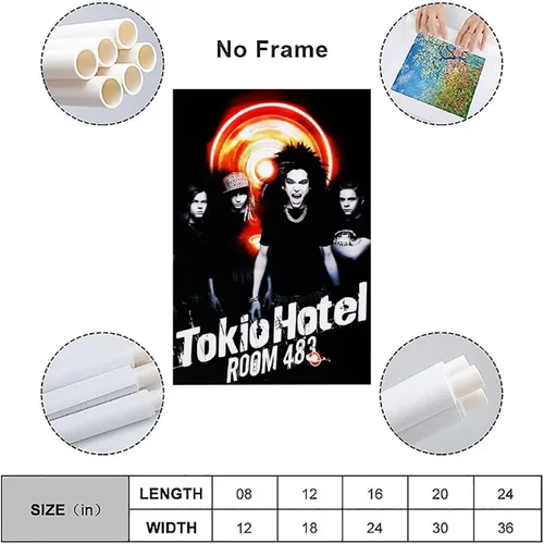 Vista 3 de ALKANI Póster de Tokio Hotel Rock Band Music Posters Lienzo Arte Póster Decoración Dormitorio Póster 12x18 pulgadas (11.8x17.7 in)