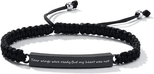 Vista 62 de Pulsera de urna personalizada para cenizas, recuerdos de joyería de cremación para mujeres y hombres, pulsera ajustable de cuerda tejida hecha a