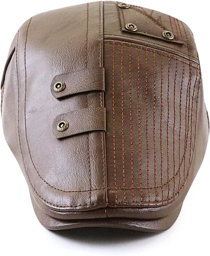 Vista 2 de Sombrero de periódico clásico de piel sintética para hombre, sombrero de hiedra de Gatsby, para conducir, cazar, pescar, para padre y papá