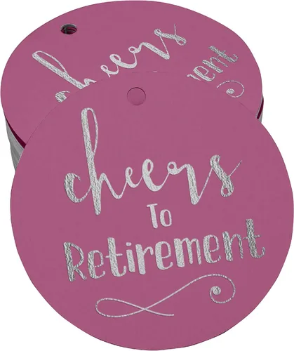 Vista 40 de Etiquetas de papel para colgar con texto en inglés "Cheers to Retirement Wall" (50 unidades)
