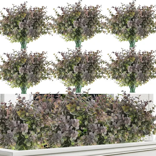 Vista 19 de RECUTMS - 8 tallos artificiales de eucalipto vegetación de 13 pulgadas, color azul polvoriento