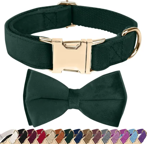 Vista 15 de Collares para perros con lazo, collar de terciopelo para cachorros con hebilla de seguridad de aleación de zinc, collar de lazo suave ajustable