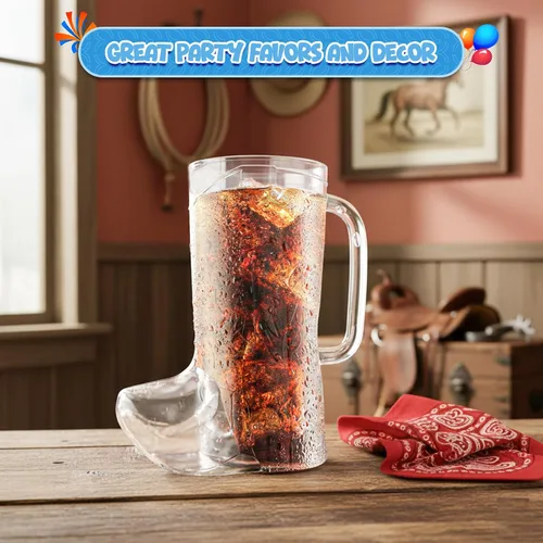 Vista 15 de 4E's Novelty 10 tazas de botas de vaquero (paquete de 10) de plástico duro reutilizable de 17 onzas, sin BPA, para suministros de fiesta temática