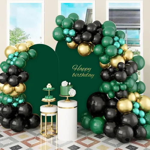 Vista 8 de AIBIIN Fondo de pared de arco verde de 3.3 x 7 pies, cubierta de marco de arco redondo esmeralda de 2 lados para boda, despedida de soltera