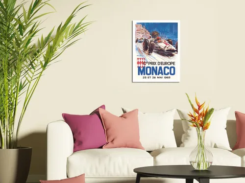 Vista 3 de Mónaco Grand Prix Europe (Gd Prix D'Europe) - Póster de carreras de coches vintage por Michel Beligond c.1963 - Impresión artística maestra