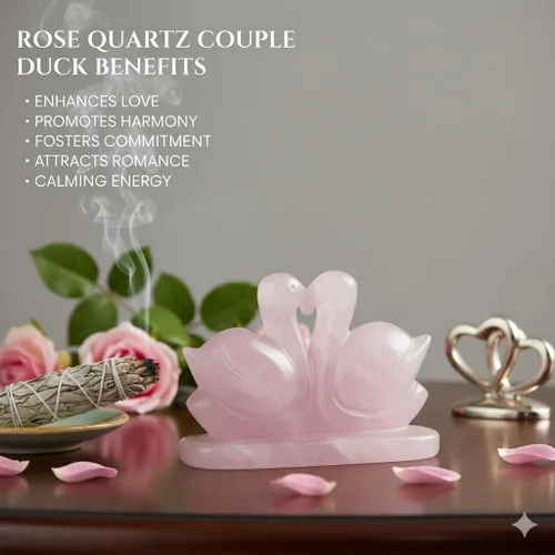 Vista 7 de Jet Natural - Figuras Fengshui de cuarzo rosa para pareja, patos, pájaros (hombre y hembra) para amor y romance (5.11 – 7.05 onzas)