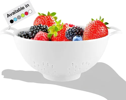 Vista 16 de Meadow Lane - Colador pequeño de 6 pulgadas, libre de BPA, apto para lavavajillas, con asas dobles, escurridor compacto de alimentos para bayas