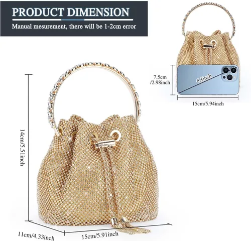 Vista 6 de Bolso de mano con diamantes de imitación para mujer, bolso de noche con diamantes brillantes, mini bolso de mano con purpurina para fiesta de noche