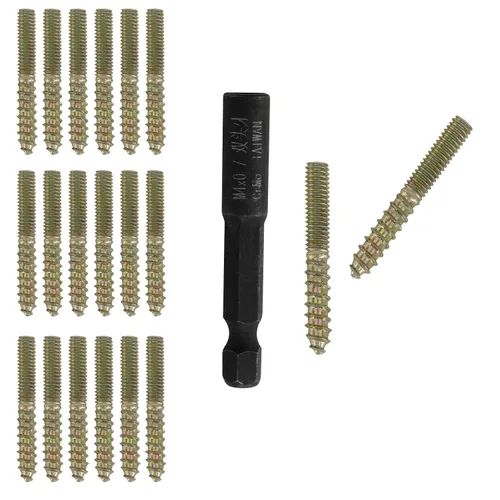 Vista 6 de Hitefu 20 piezas de pernos colgantes, tornillos dobles extremos M4 de 1" (25mm) de longitud, tornillo de espiga M4 para muebles de madera
