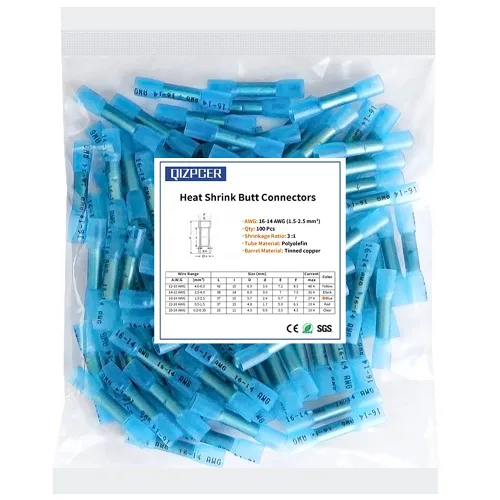 Vista 10 de Conectores a tope termorretráctiles, 12-10 AWG, 50 unidades, amarillos, impermeables, terminales de crimpado, conectores de cable eléctrico, empalme